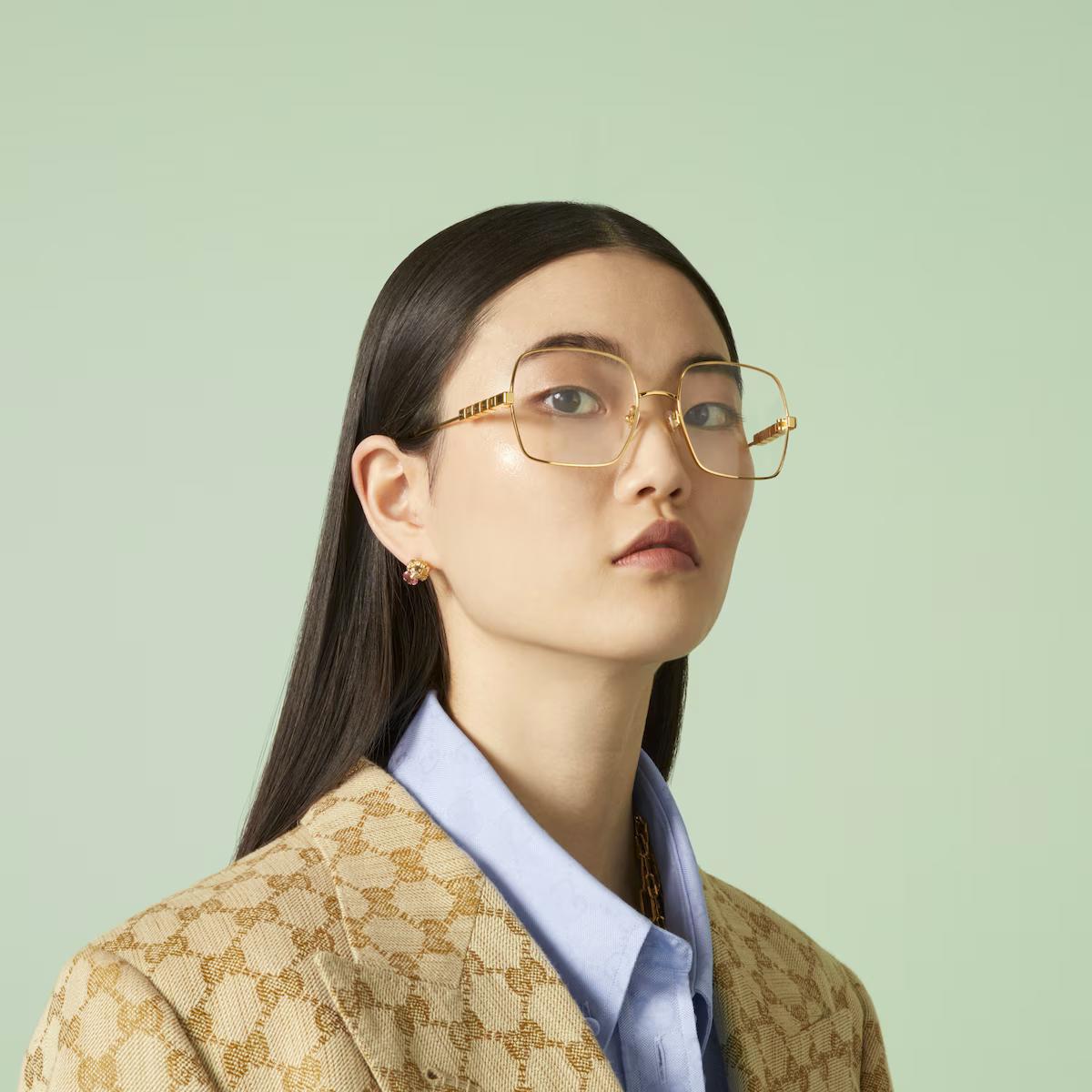 Kính Gucci Square Optical Frame Nữ Vàng