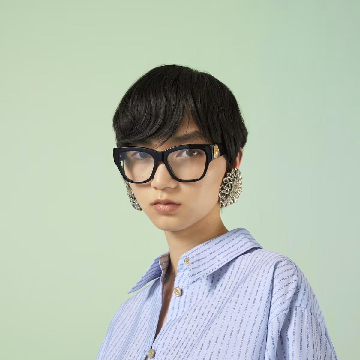 Kính Gucci Rectangular Optical Frame Demo Lens Nữ