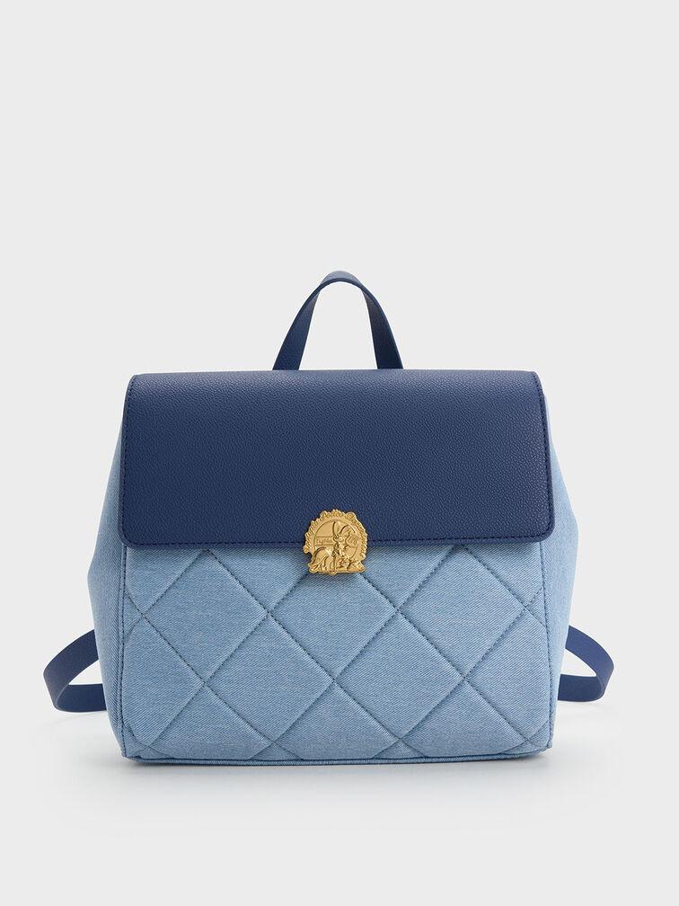 Balo Charles Keith Chần Bông Judy Hopps Quilted Denim Xanh Denim