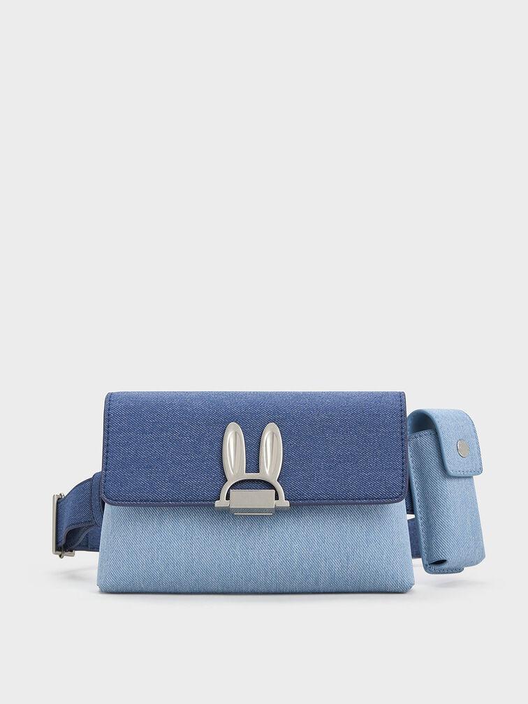 Túi Charles Keith Đeo Hông Nắp Gập Judy Hopps Denim Xanh Denim