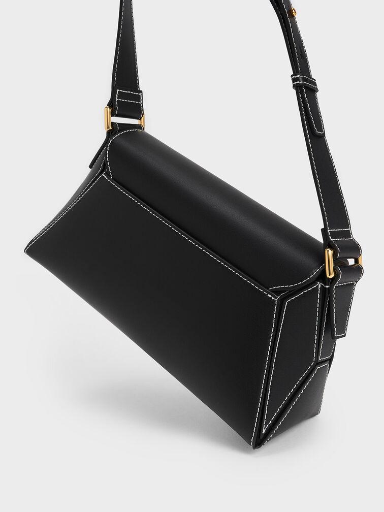 Túi Charles Keith Đeo Vai Nasrin Geometric Đen