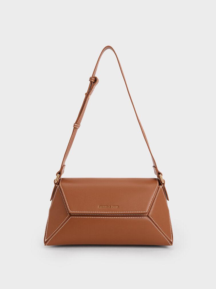 Túi Charles Keith Đeo Vai Nasrin Geometric Chocolate