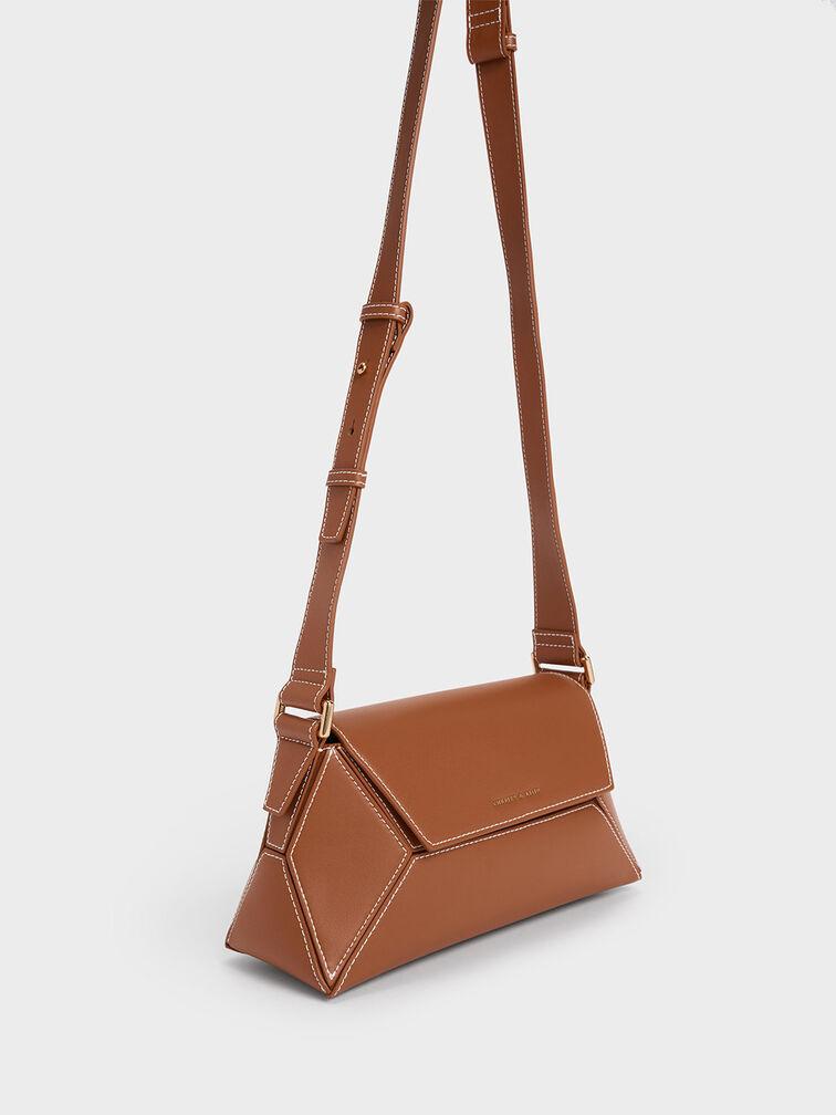 Túi Charles Keith Đeo Vai Nasrin Geometric Chocolate