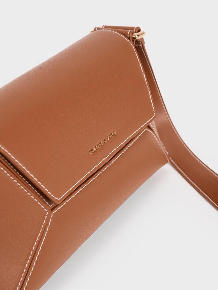 Túi Charles Keith Đeo Vai Nasrin Geometric Chocolate