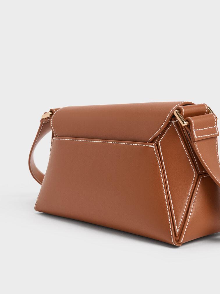 Túi Charles Keith Đeo Vai Nasrin Geometric Chocolate