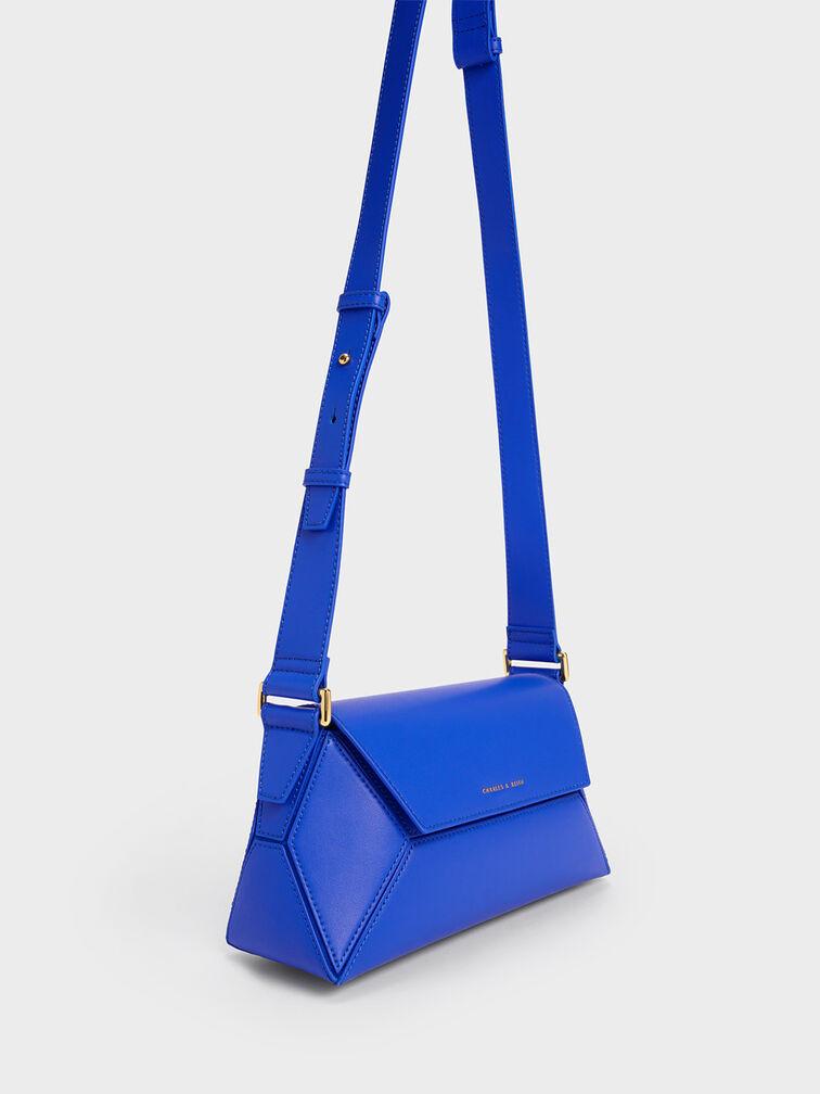 Túi Charles Keith Đeo Vai Hình Thang Nasrin Geometric Cerulean