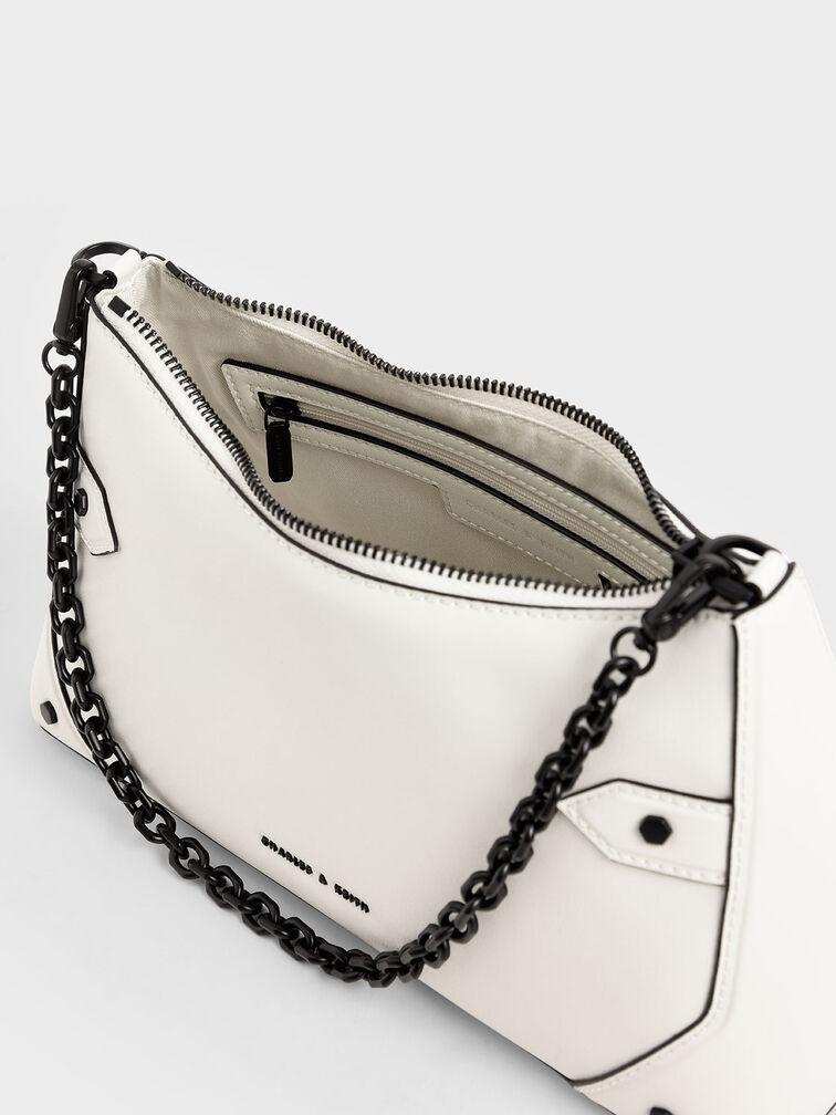 Túi Charles Keith Xách Hình Thang Chain Trắng