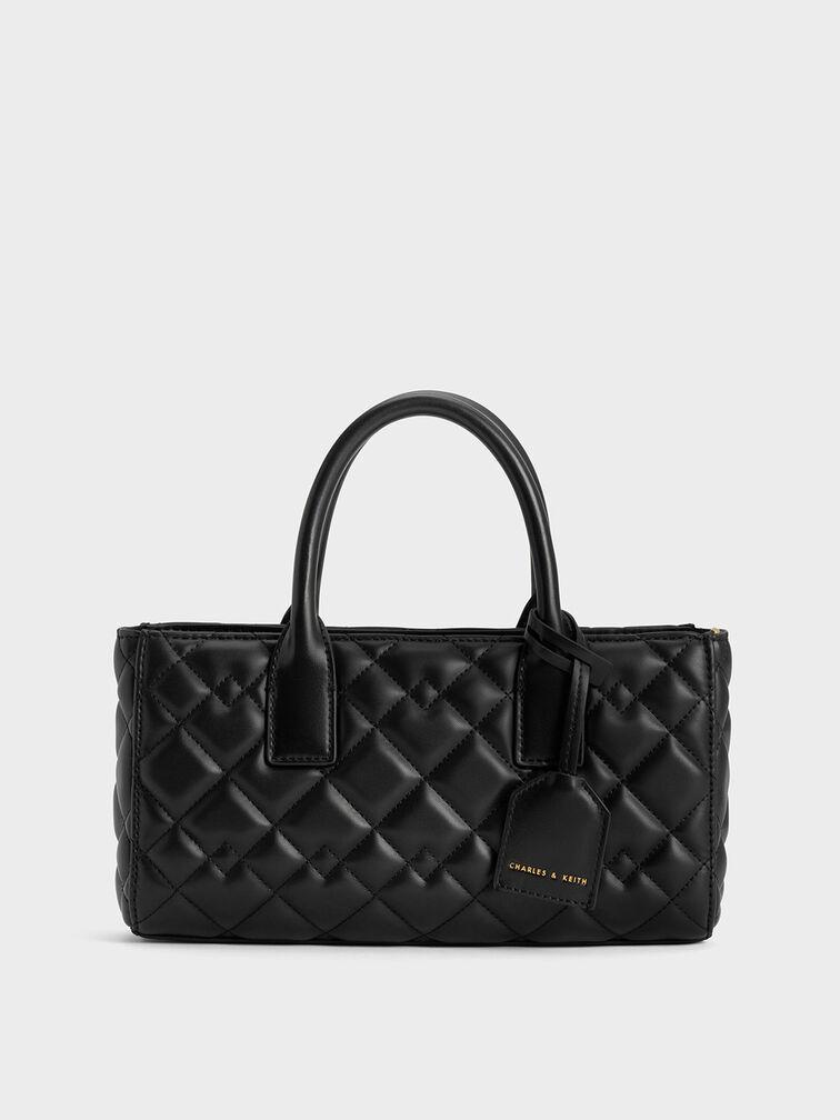 Túi Charles Keith Tote Phom Chữ Nhật Nezu Quilted Đen