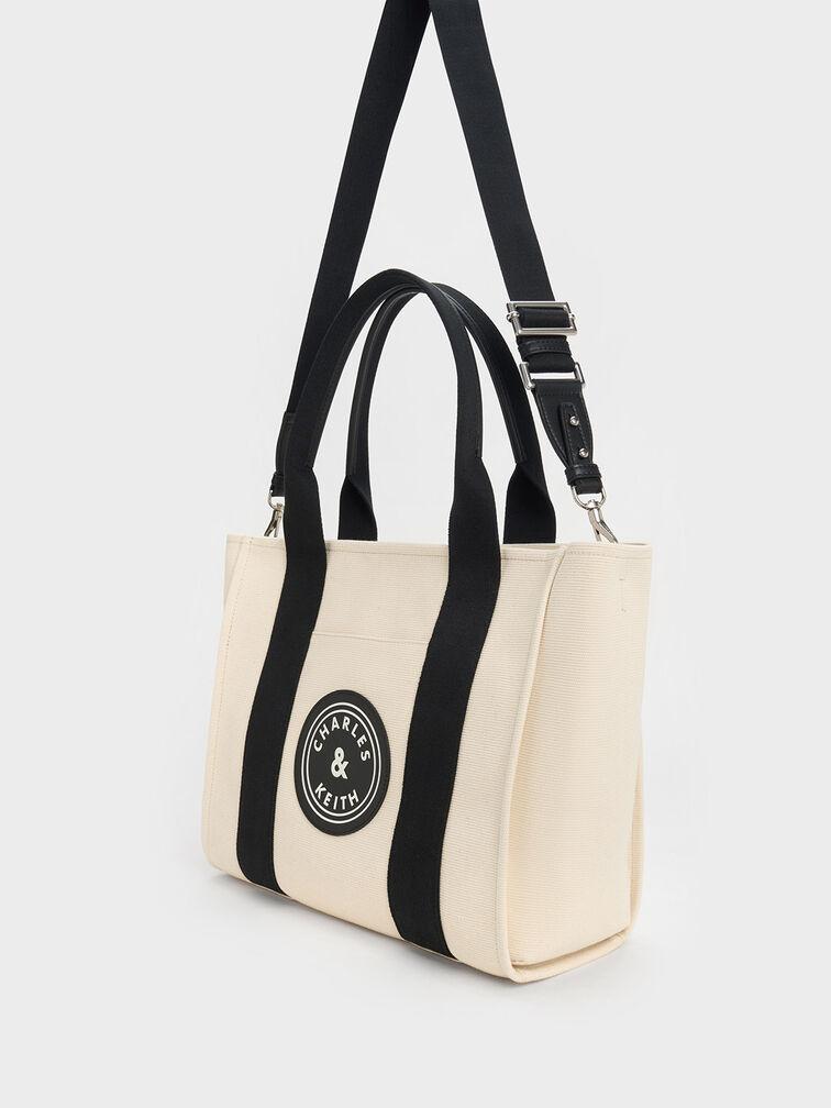 Túi Charles Keith Tote Hình Thang Large Canvas Contrast-Trim Nhiều Màu