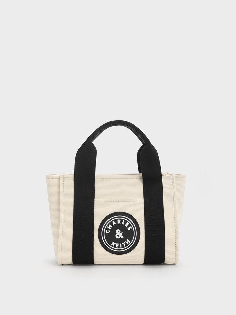 Túi Charles Keith Tote Hình Thang Canvas Contrast-Trim Nhiều Màu