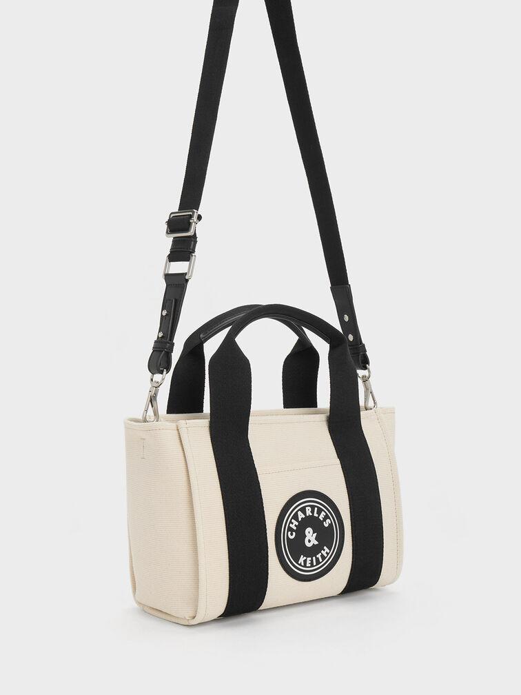 Túi Charles Keith Tote Hình Thang Canvas Contrast-Trim Nhiều Màu