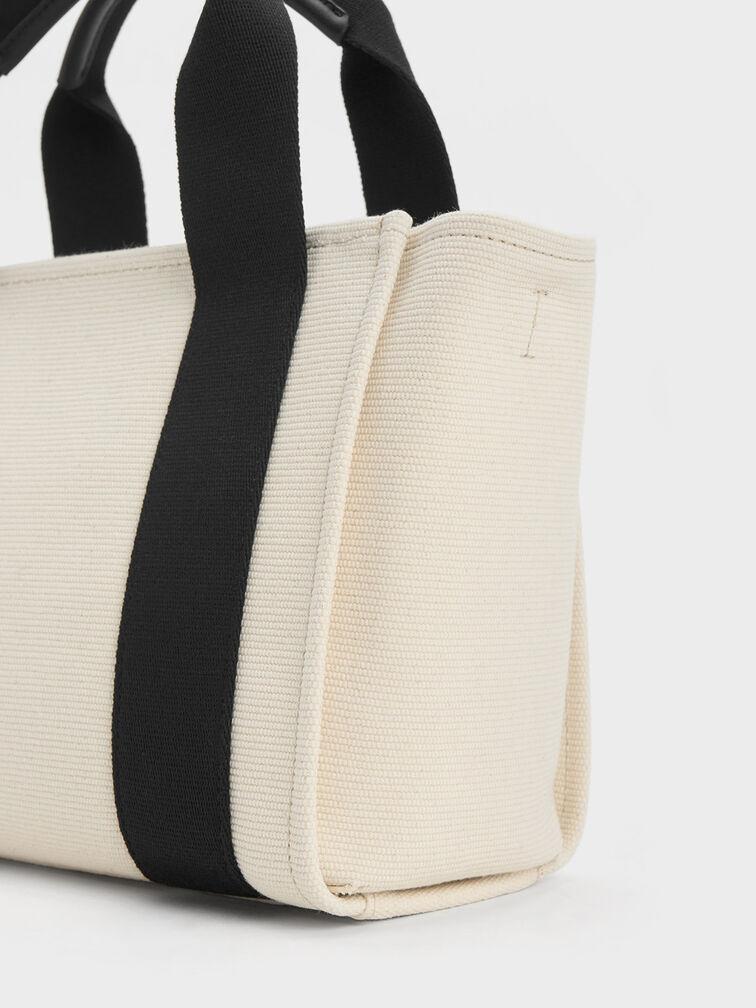 Túi Charles Keith Tote Hình Thang Canvas Contrast-Trim Nhiều Màu