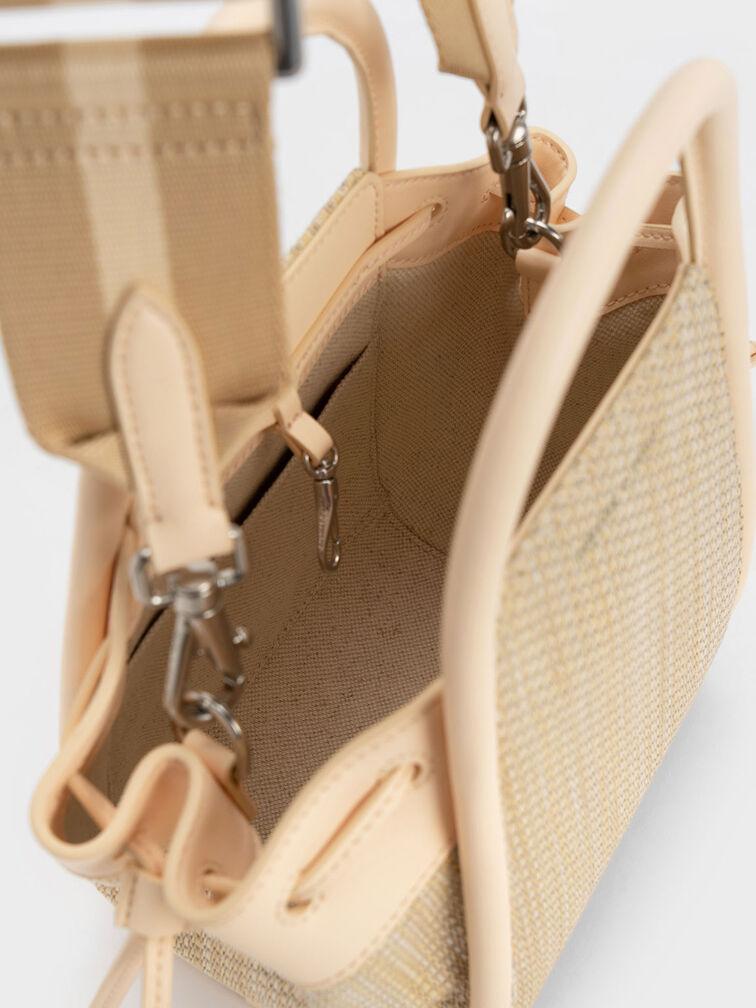 Túi Charles Keith Tote Rút Dây Hình Thang Ashby Raffia Be