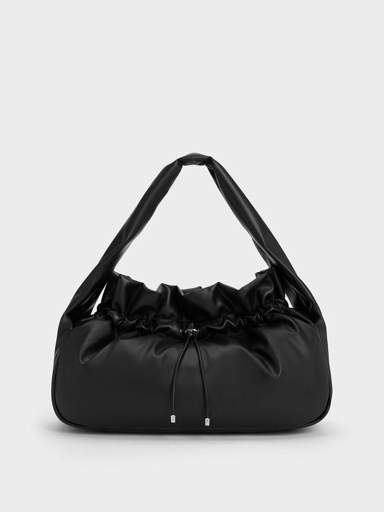 Túi Charles Keith Hobo Rút Dây Ruched Đen