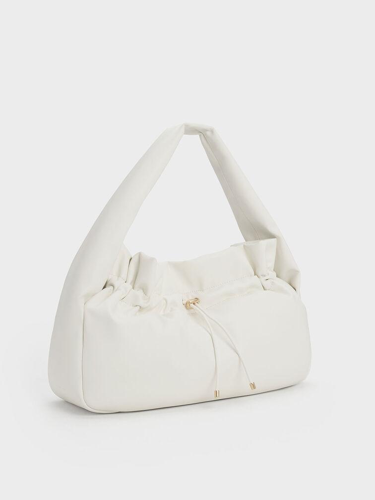 Túi Charles Keith Hobo Rút Dây Ruched Trắng