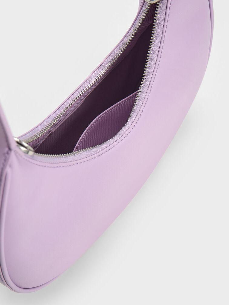 Túi Charles Keith Hobo Hình Bán Nguyệt Crescent Xám Hoa Lilac