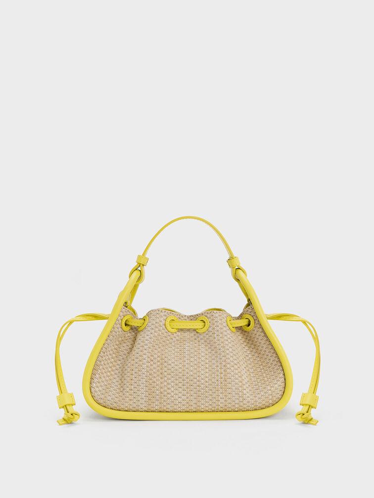 Túi Charles Keith Rút Dây Hình Thang Ashby Raffia Curved Vàng