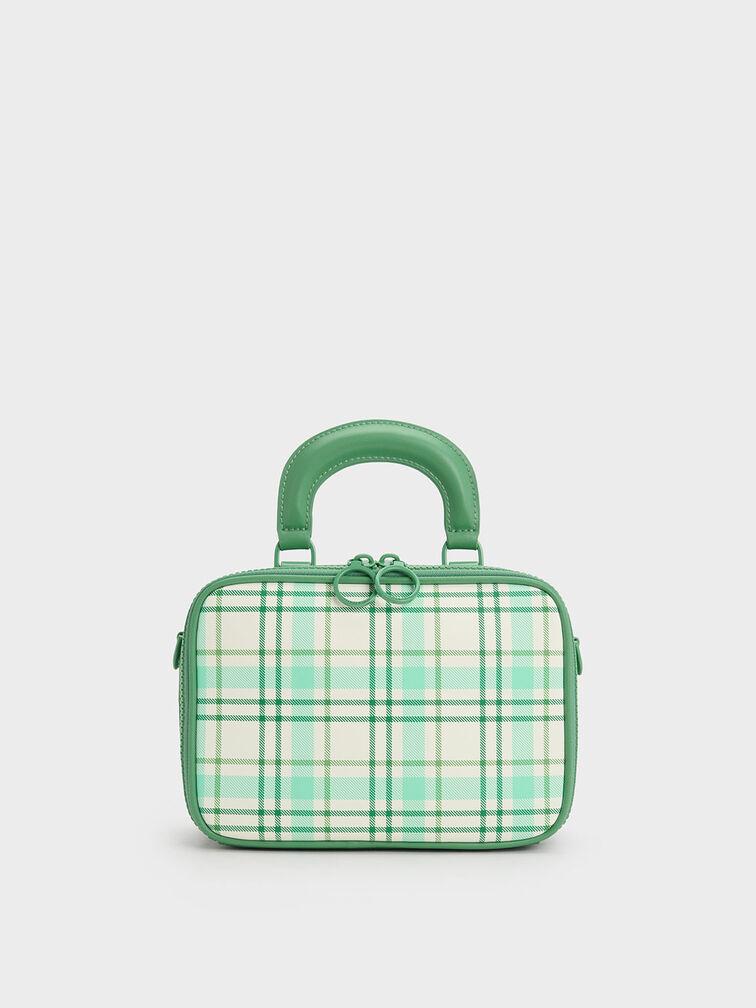 Túi Charles Keith Đeo Vai Cyrus Checkered Boxy Xanh Lá