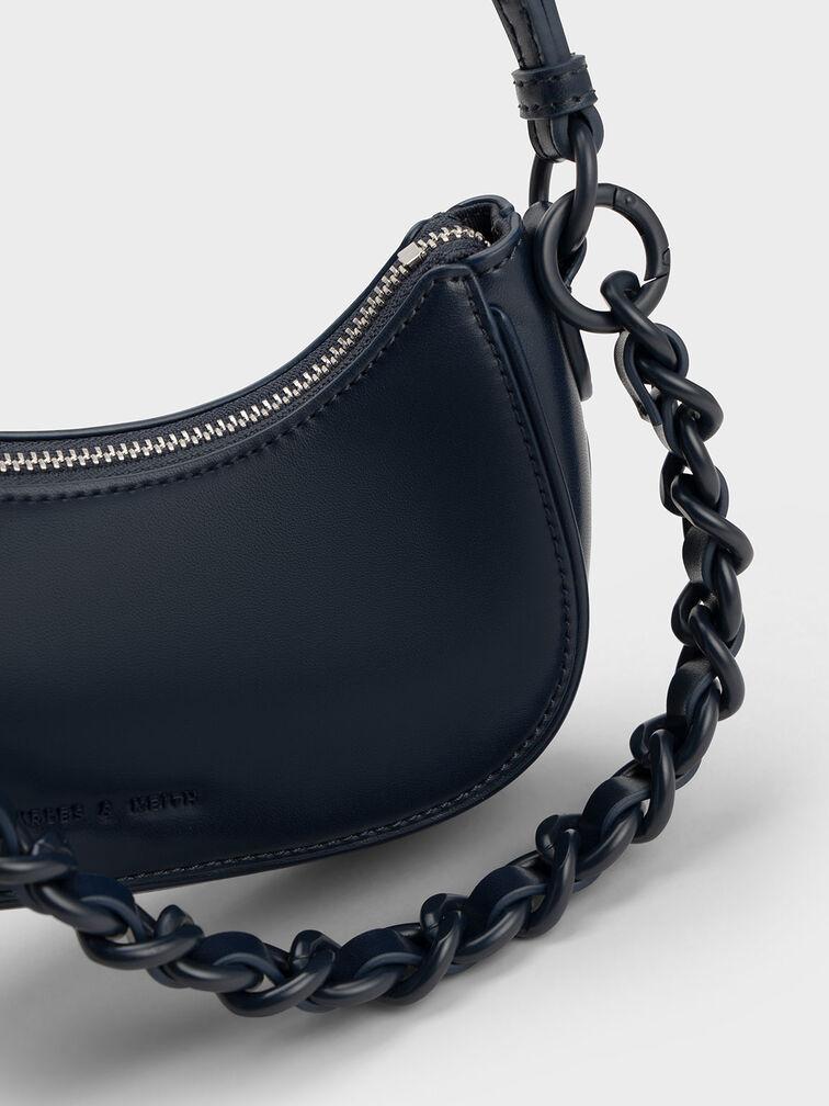 Túi Charles Keith Đeo Vai Phom Cong Alouette Curved Xanh Navy