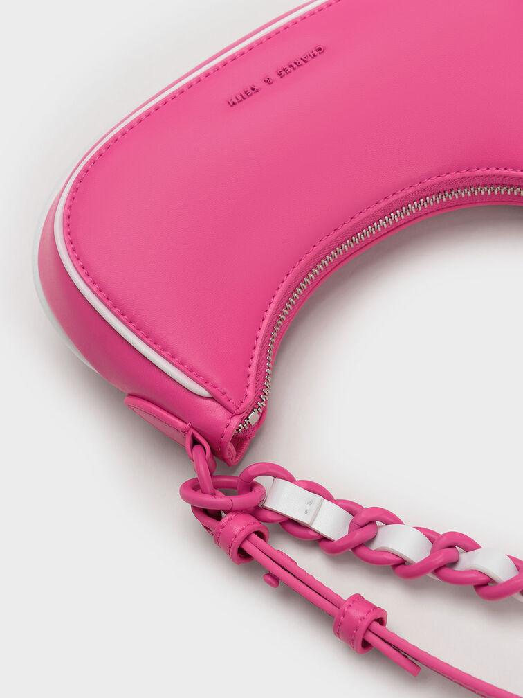 Túi Charles Keith Đeo Vai Dáng Cong Alouette Curved Hồng Fuchsia