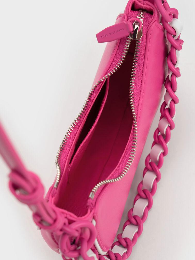 Túi Charles Keith Đeo Vai Dáng Cong Alouette Curved Hồng Fuchsia