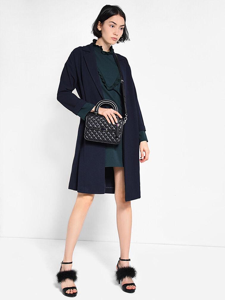 Túi Charles Keith Xách Phom Chữ Nhật Quilted Đen