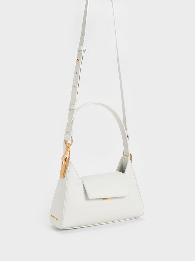 Túi Charles Keith Đeo Vai Front Flap Trapeze Phấn