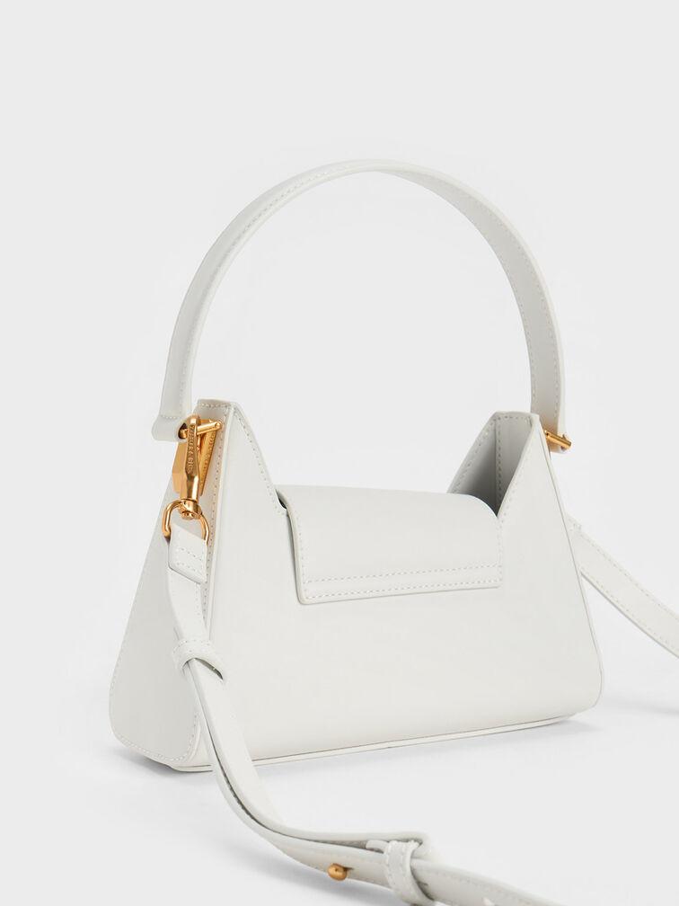 Túi Charles Keith Đeo Vai Front Flap Trapeze Phấn