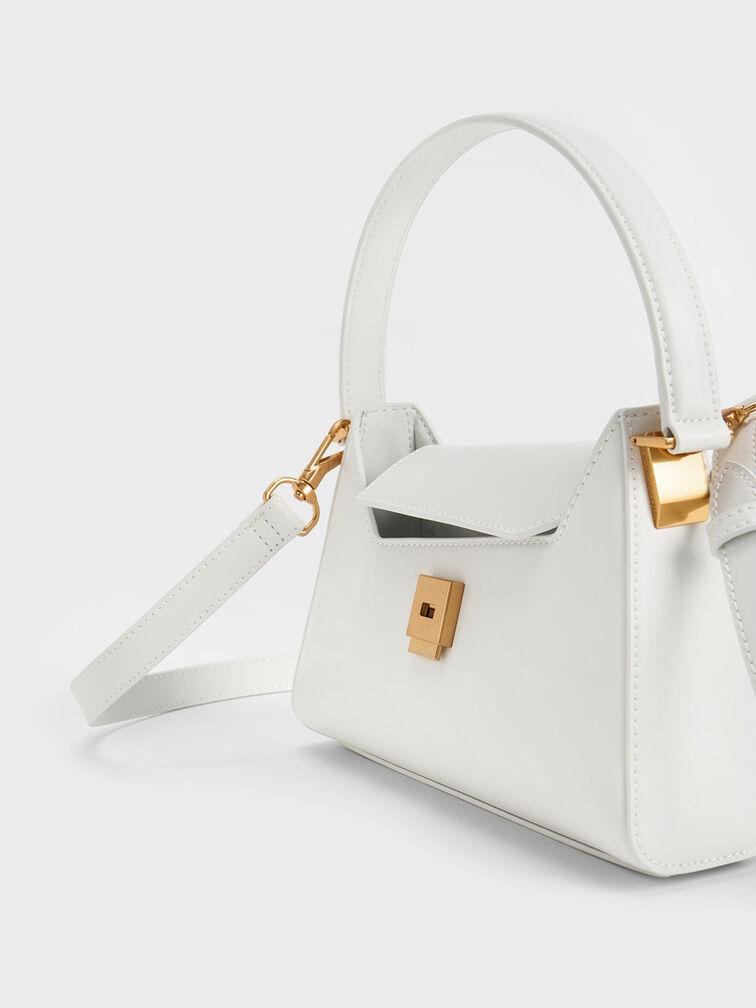 Túi Charles Keith Đeo Vai Front Flap Trapeze Phấn