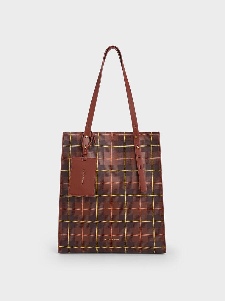 Túi Charles Keith Tote Cyrus Checkered Gạch