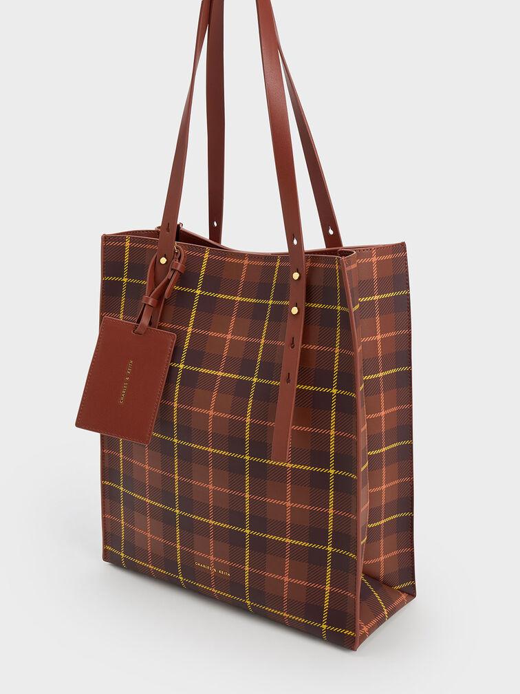 Túi Charles Keith Tote Cyrus Checkered Gạch