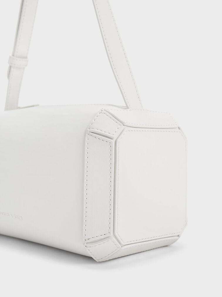 Túi Charles Keith Đeo Vai Geometric Boxy Trắng