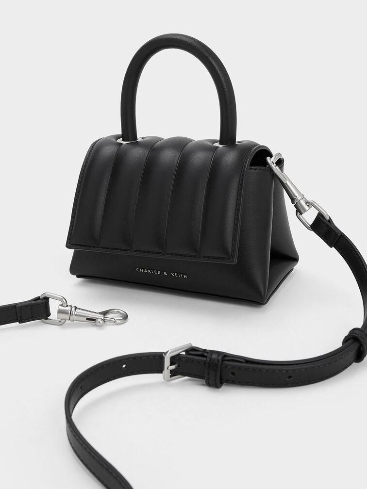 Túi Charles Keith Xách Nắp Gập Padded Top Đen