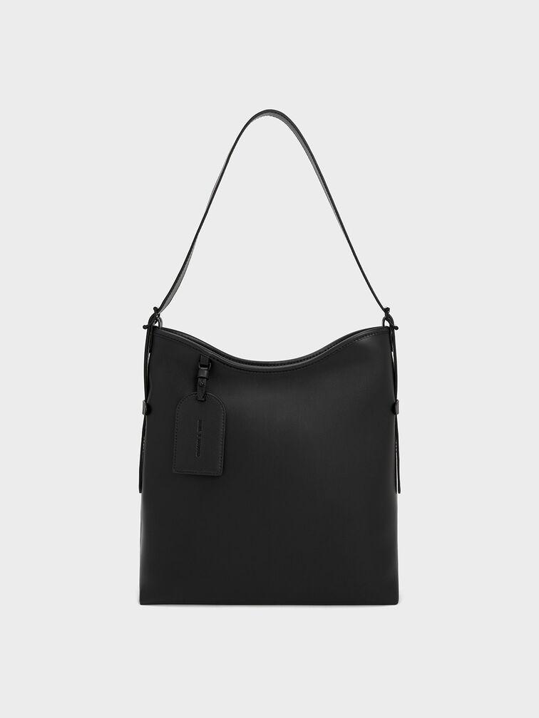 Túi Charles Keith Đeo Vai Phom Chữ Nhật Naomi Slouchy Hobo Đen