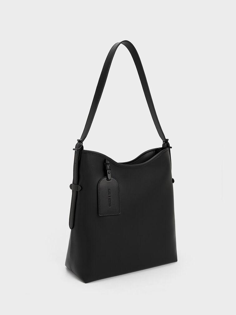 Túi Charles Keith Đeo Vai Phom Chữ Nhật Naomi Slouchy Hobo Đen