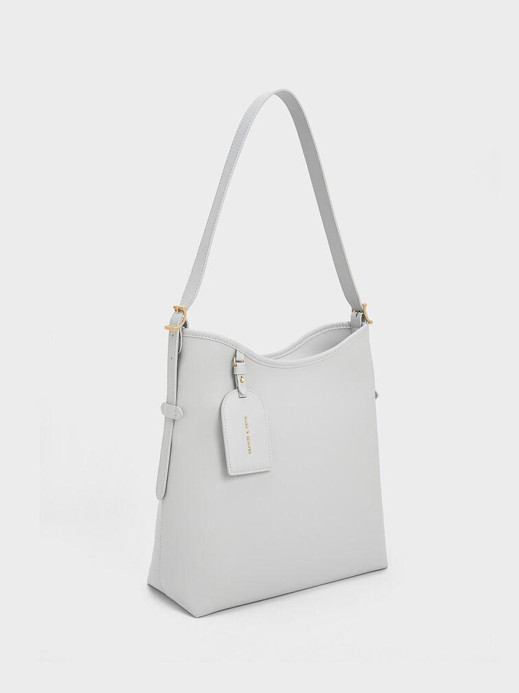 Túi Charles Keith Đeo Vai Phom Chữ Nhật Naomi Slouchy Hobo Xám