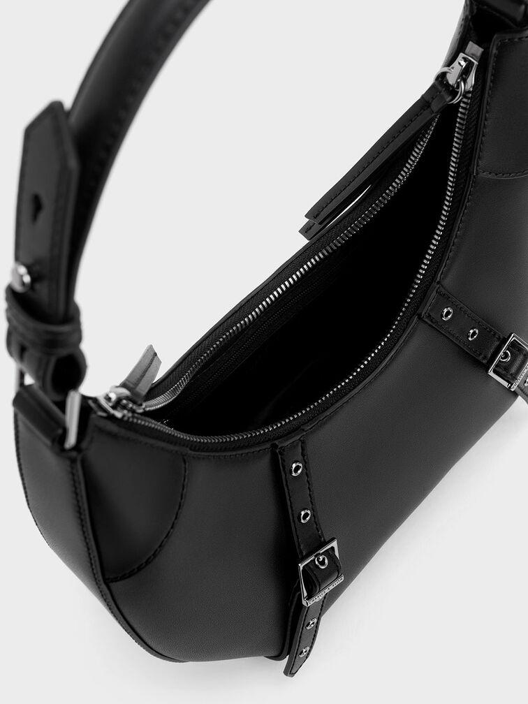 Túi Charles Keith Hobo Dáng Cong Grommet Crescent Noir