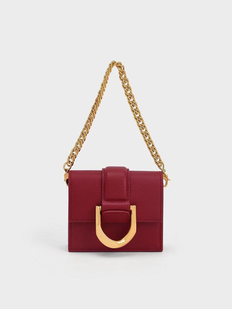 Túi Charles Keith Xách Mini Phom Vuông Micro Gabine Đỏ