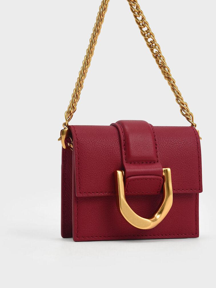 Túi Charles Keith Xách Mini Phom Vuông Micro Gabine Đỏ