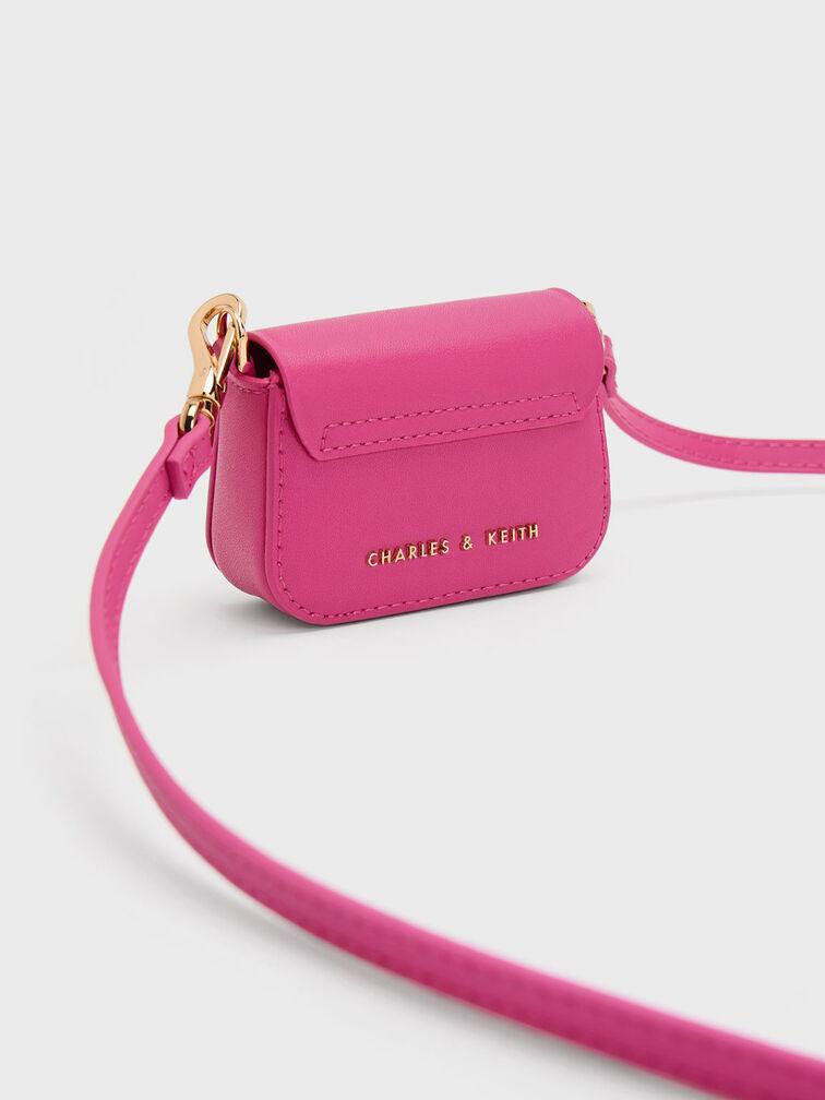 Túi Charles Keith Đeo Chéo Mini Nắp Gập Micro Koa Hồng Fuchsia