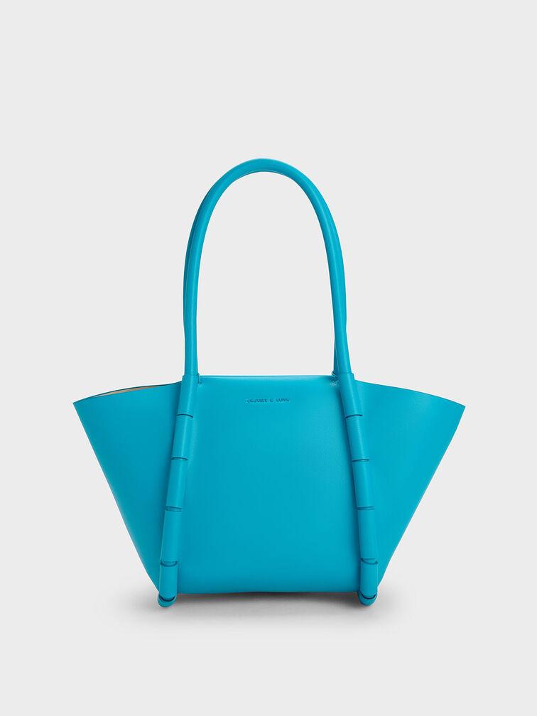 Túi Charles Keith Tote Hình Thang Machina Xanh Biển