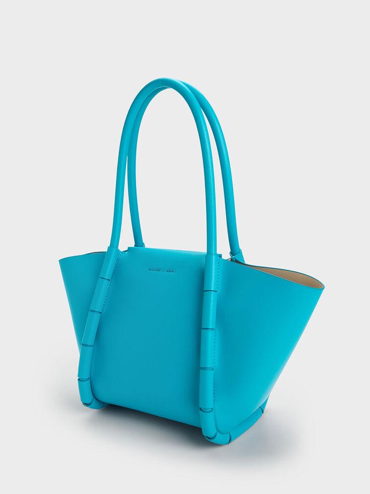 Túi Charles Keith Tote Hình Thang Machina Xanh Biển