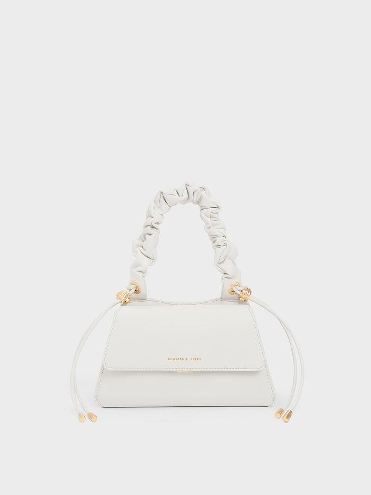 Túi Charles Keith Xách Hình Thang Cosette Ruched-Handle Trắng