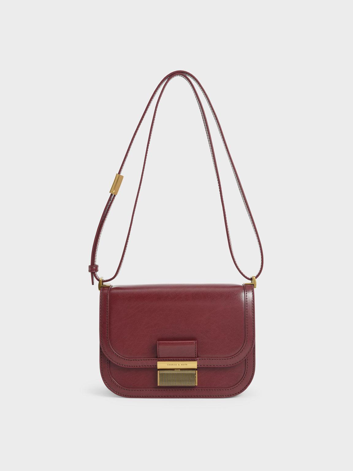 Túi Charles Keith Đeo Chéo Nắp Gập Charlot Hồng Burgundy