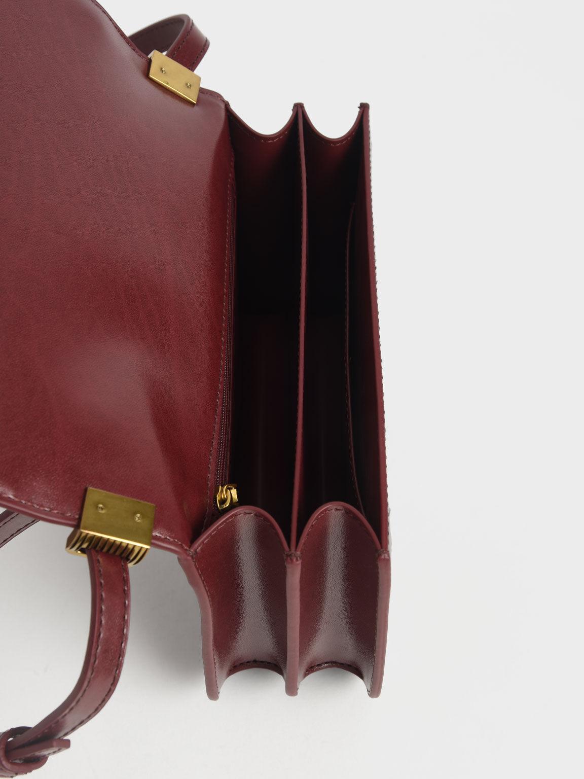 Túi Charles Keith Đeo Chéo Nắp Gập Charlot Hồng Burgundy