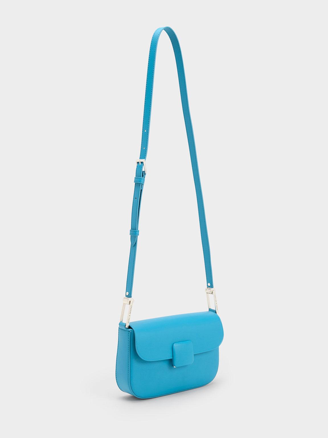 Túi Charles Keith Đeo Vai Phom Chữ Nhật Koa Square Push-Lock Xanh Blue