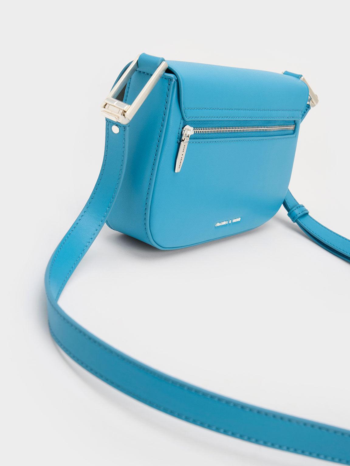 Túi Charles Keith Đeo Vai Phom Chữ Nhật Koa Square Push-Lock Xanh Blue