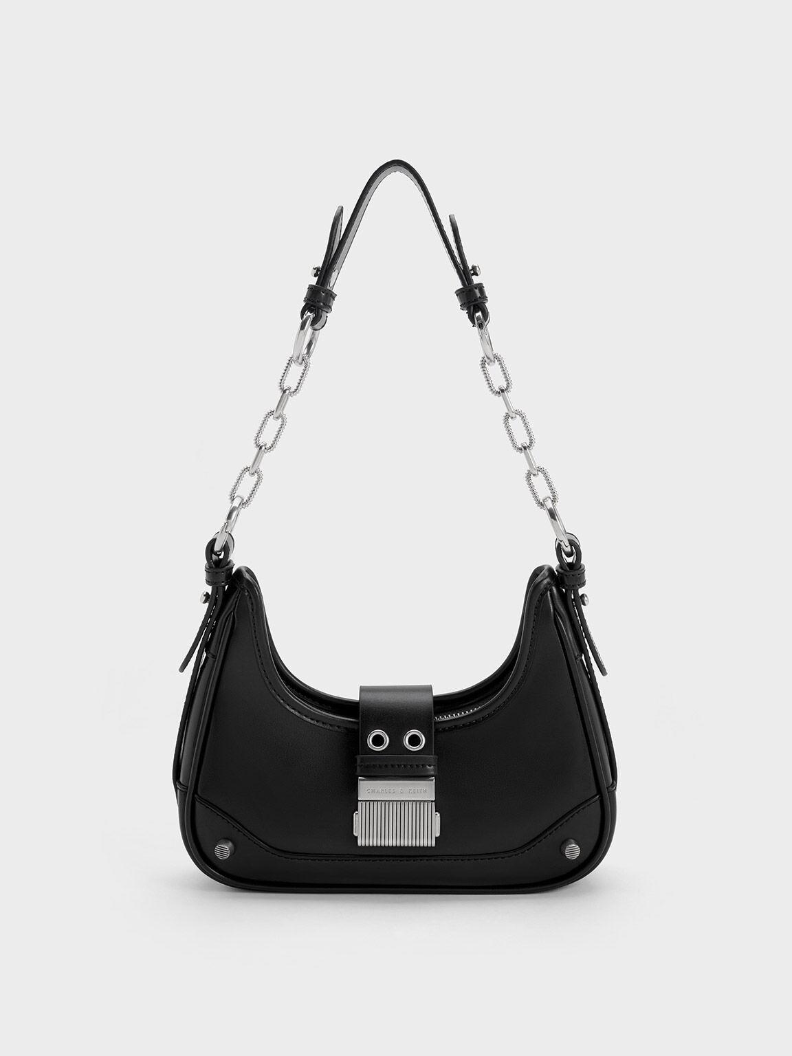 Túi Charles Keith Hobo Winslet Belted Đen