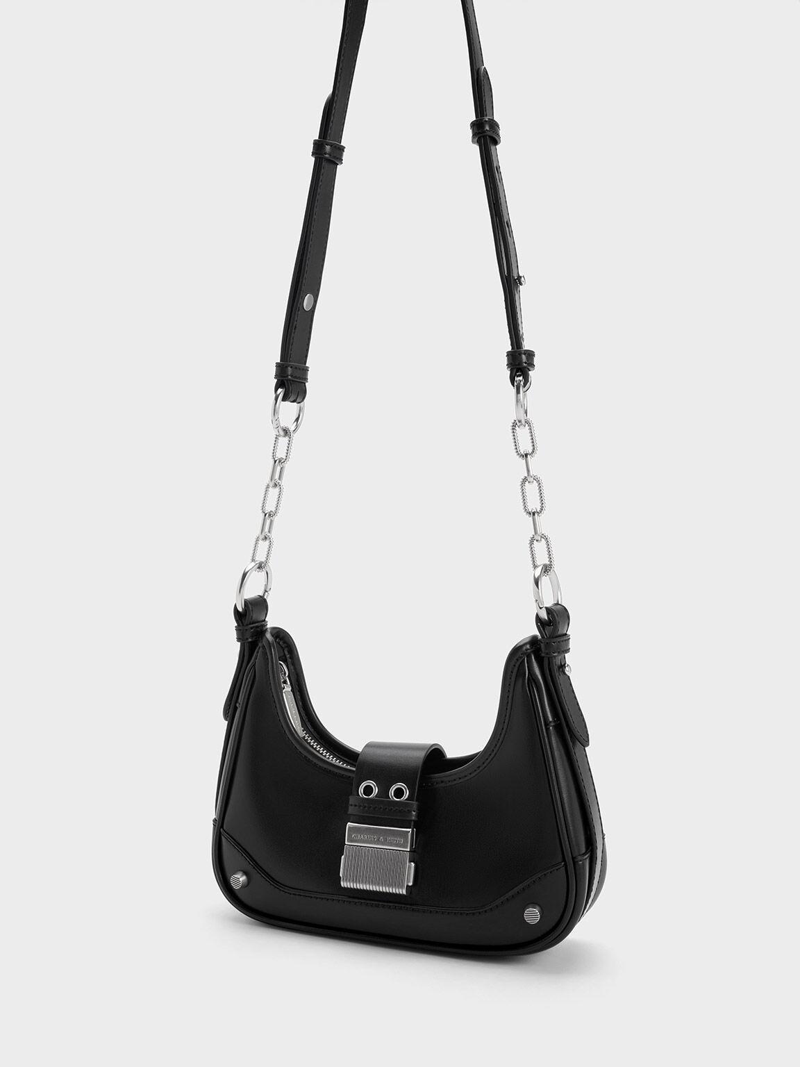 Túi Charles Keith Hobo Winslet Belted Đen