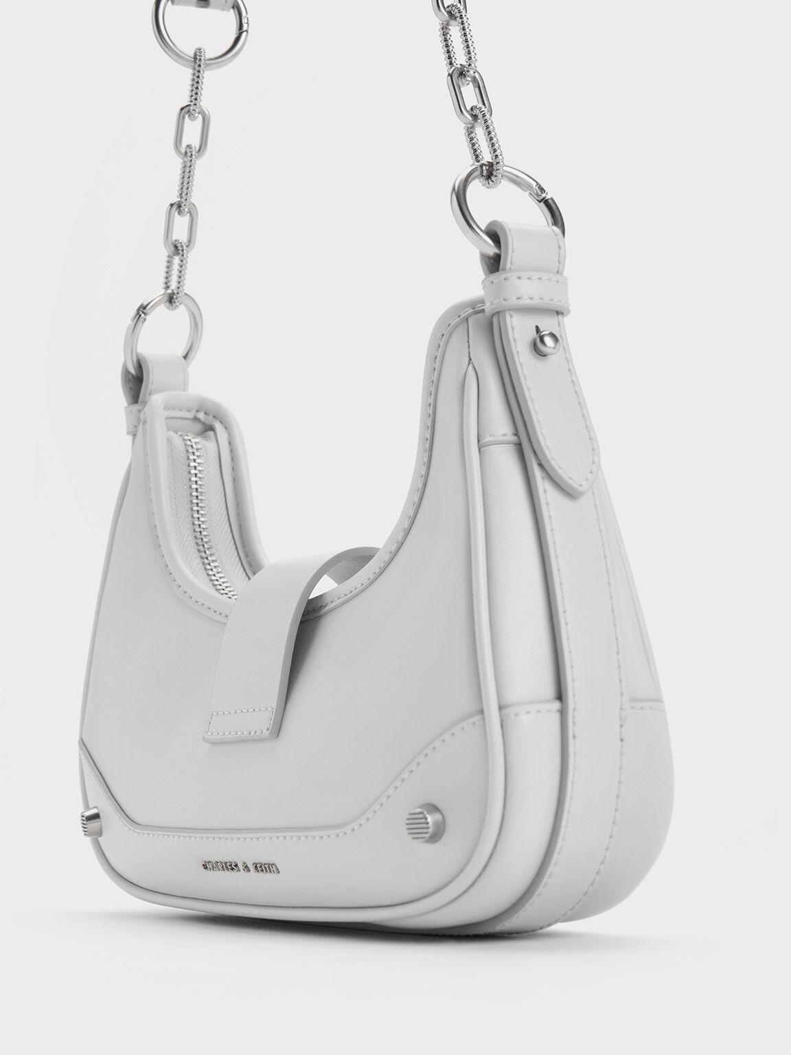 Túi Charles Keith Hobo Winslet Belted Xám Nhạt